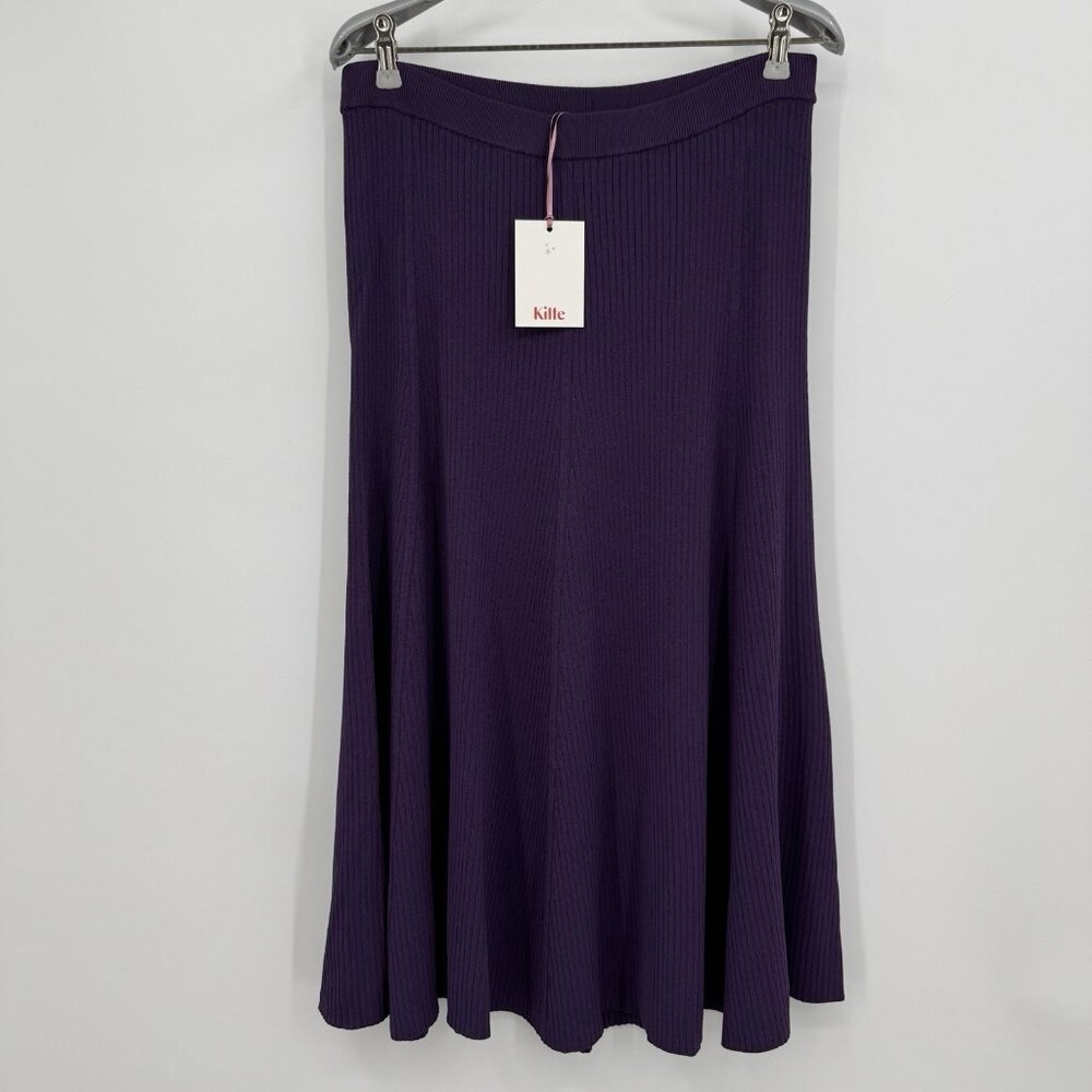 Kilte Collection The Marlee Rib Knit Midi Skirt size 3 L/XL in Plum Purple Rayon